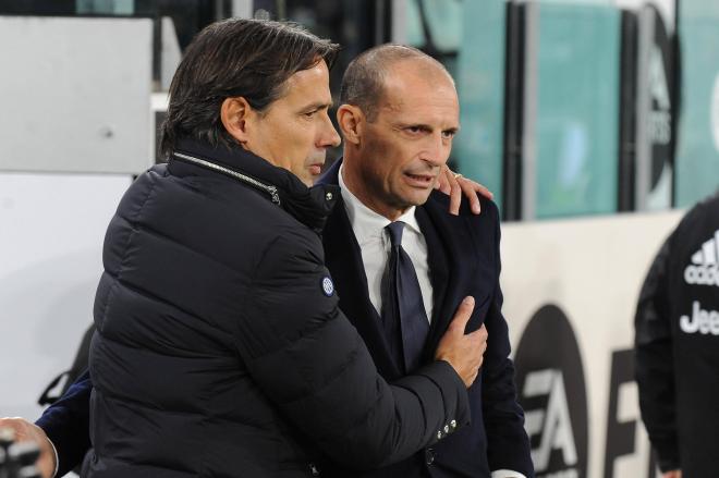 Simone Inzaghi y Massimiliano Allegri durante el pasado Juventus-Inter. Fuente: Cordon Press