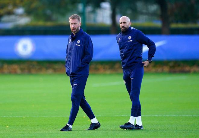 Graham Potter y Bruno Saltor, ex entrenador y nuevo entrenador del Chelsea (Foto: Cordon Press).