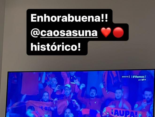 Mikel Merino se llevó una gran alegría con la victoria de Osasuna.