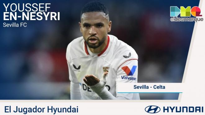 En-Nesyri, Jugador Hyundai del Sevilla-Celta.
