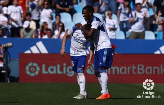 Celebración del gol de Fran Gámez en el Zaragoza - Granada (Foto: LaLiga).