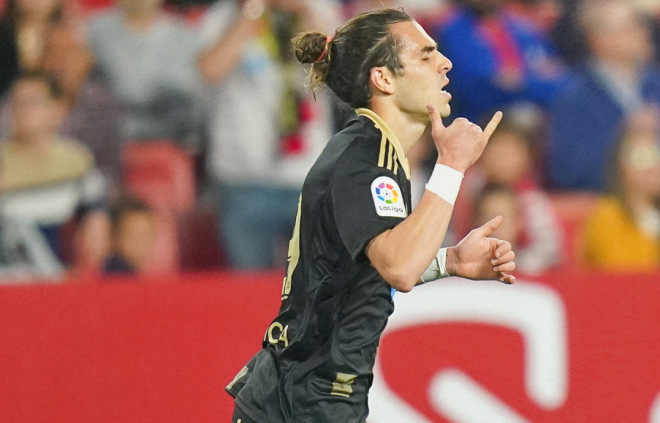 Miguel Rodríguez celebrando su gol al Sevilla (Foto: RC Celta).