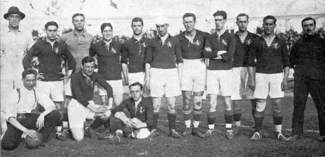La selección Española de 1920 que compitió en Amberes, con Joaquín Vázquez (Foto: Atlántico)