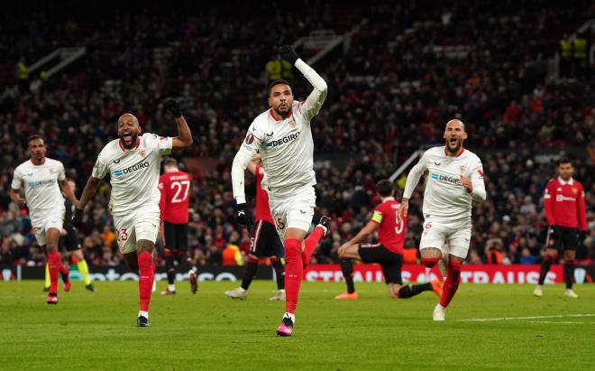 En-Nesyri, celebrando su gol ante el United (Foto: Cordon Press).