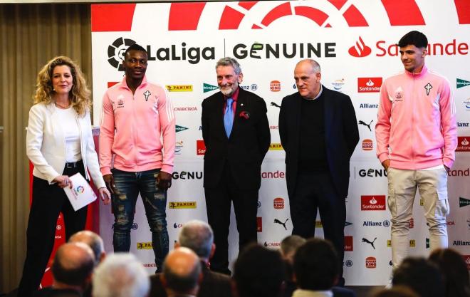 Aidoo, Veiga, Mouriño y Tebas en la presentación de LaLiga Genuine (Foto: RC Celta).