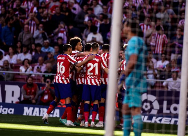 Los jugadores del Atlético celebran un gol ante el Almería (Foto: ATM).