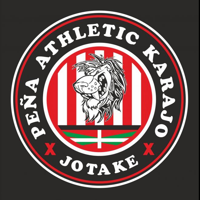 Logo de la Peña Athletic Karajo!, inspirada en Marcelo Bielsa, radicada en la calle Escuza de Bilbao.
