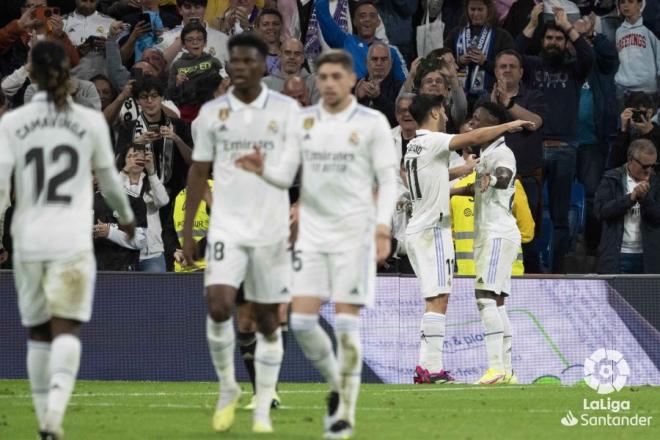 Marco Asensio celebra su gol en el Real Madrid-Celta.