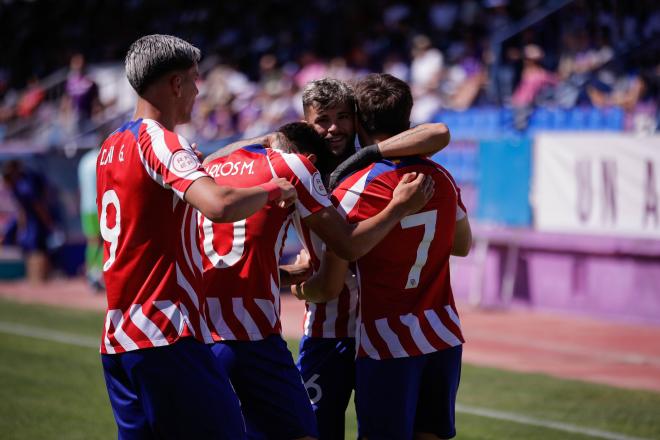 Los jugadores del Atlético B celebran un gol ante el Guadalajara (Foto: ATM).