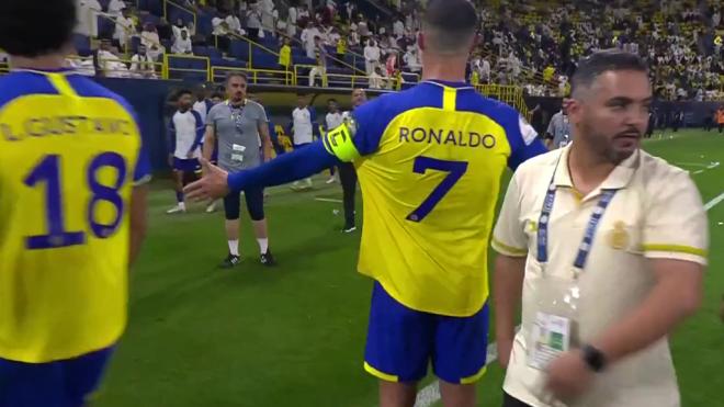 Cristiano Ronaldo, gritando a su entrenador.