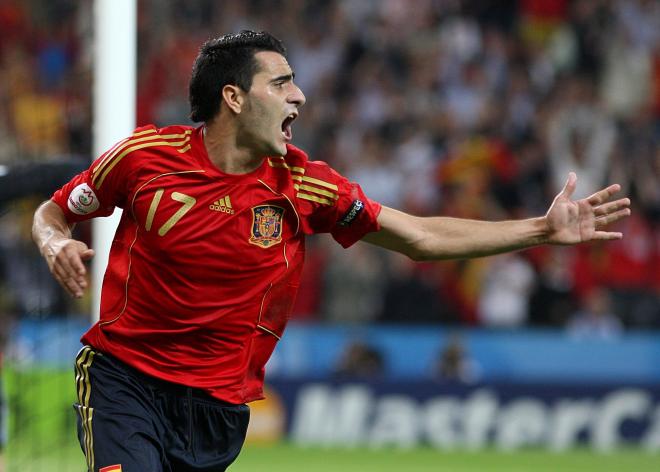 Dani Güiza celebra un gol con España (Foto: Cordon Press).