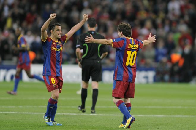 Xavi y Leo Messi, durante su etapa en el FC Barcelona (Foto: Cordon Press).