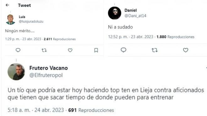 Algunas de las críticas al Movistar por presumir del triunfo de Valverde. (Twitter)