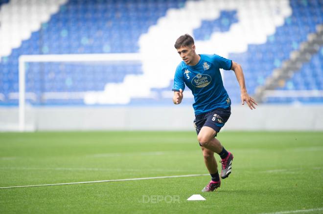 Pepe Sánchez entrenando en Riazor esta mañana (Foto: RCD)