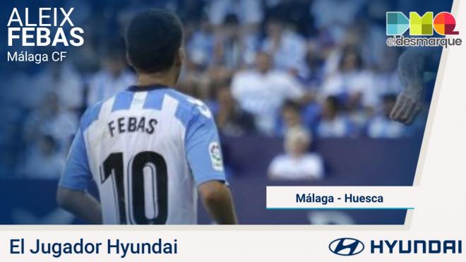 Febas, el Jugador Hyundai del Málaga-Huesca.