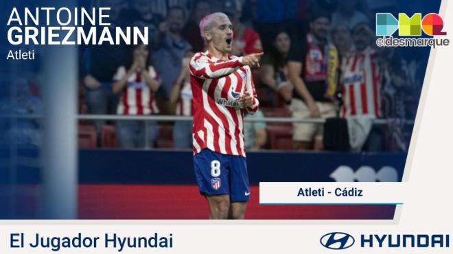 Antoine Griezmann, Jugador Hyundai del Atlético de Madrid-Cádiz.