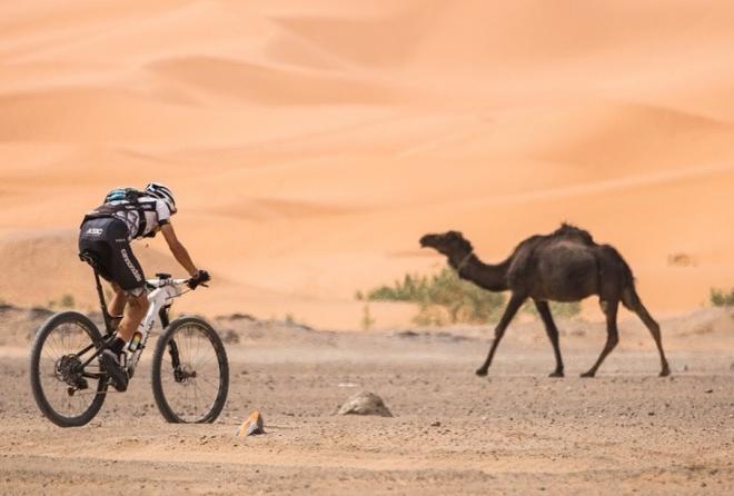 Roberto Bou a su paso por el desierto marroquí (Foto: @letsbou).