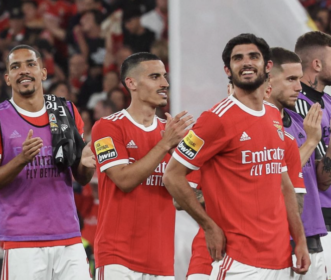 Guedes feliz por la victoria que le da virtualmente la Liga en Portugal (Foto: Instagram Benfica).