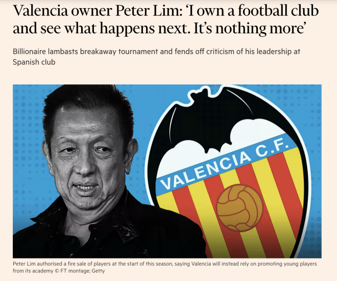 Peter Lim en Financial Times