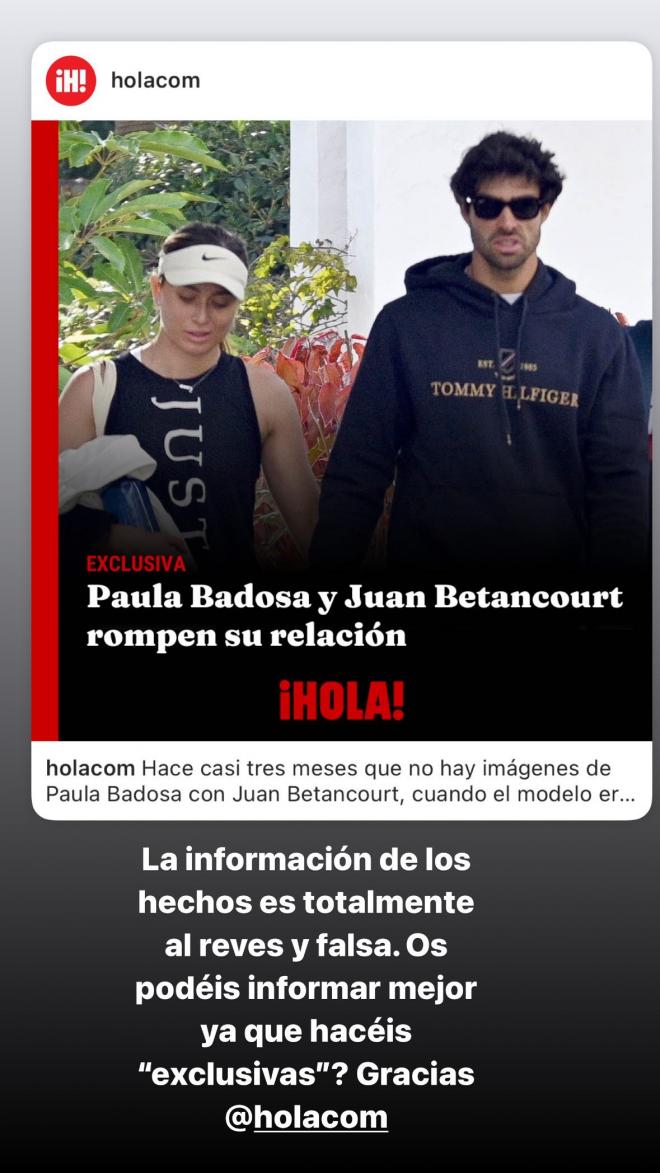 Paula Badosa desmiente la información sobre la ruptura de Juan Betancourt