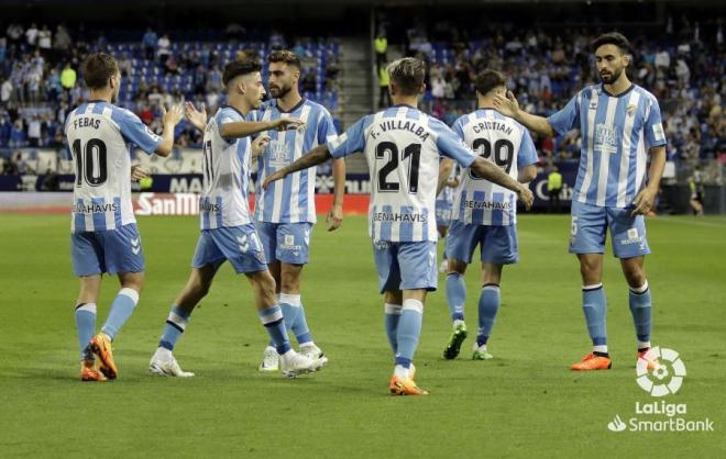 Celebración de gol en el Málaga - Mirandés (Foto: LaLiga).