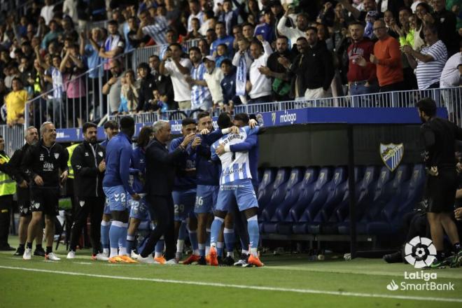 Celebración de gol en el Málaga - Mirandés (Foto: LaLiga).