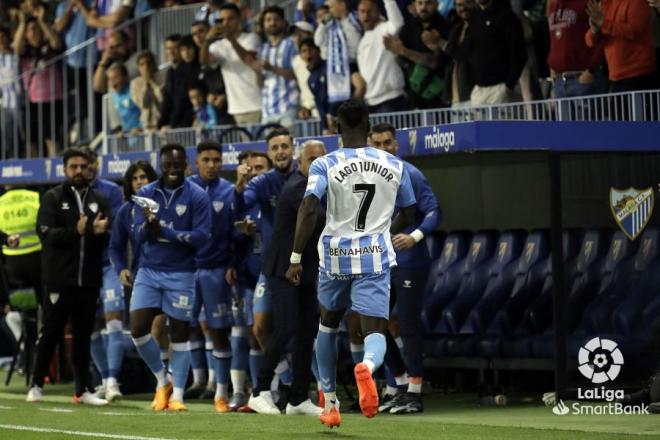 Celebración de gol en el Málaga - Mirandés (Foto: LaLiga).