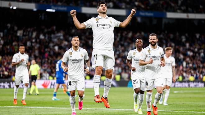Marco Asensio celebra el gol en el Real Madrid-Getafe. Fuente: Real Madrid.