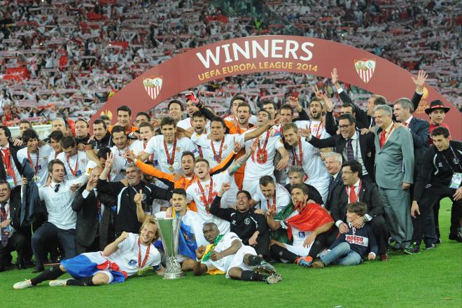 El Sevilla celebra en Turín su tercera Europa League (Foto: Cordon Press).