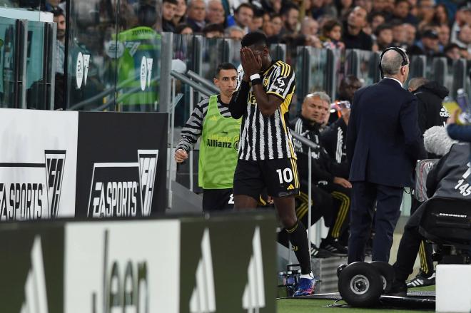 Paul Pogba se marcha llorando tras una nueva lesión (Foto: Cordon Press)