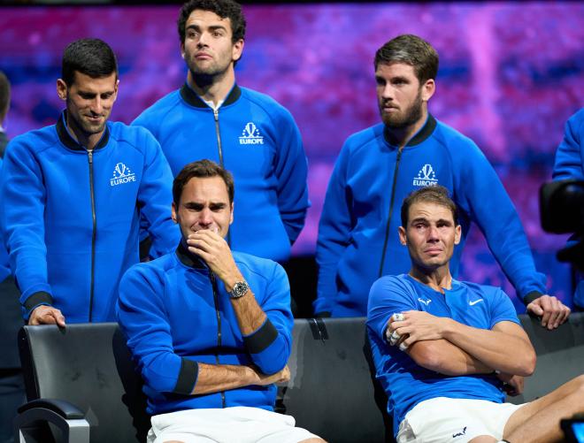 Rafa Nadal y Federer lloran en la Laver Cup 2022 (Foto: Cordon press)