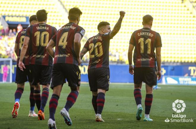 Celebración de gol de Joni Montiel en el Villarreal B - Levante (Foto: LaLiga).