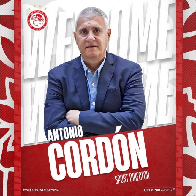 Antonio Cordón, nuevo director deportivo del Olympiacos.