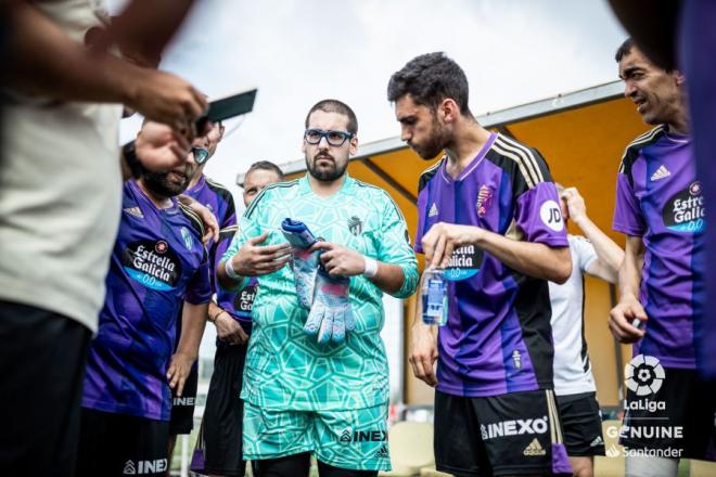 Los jugadores del Real ValladoliDI, antes de un partido.