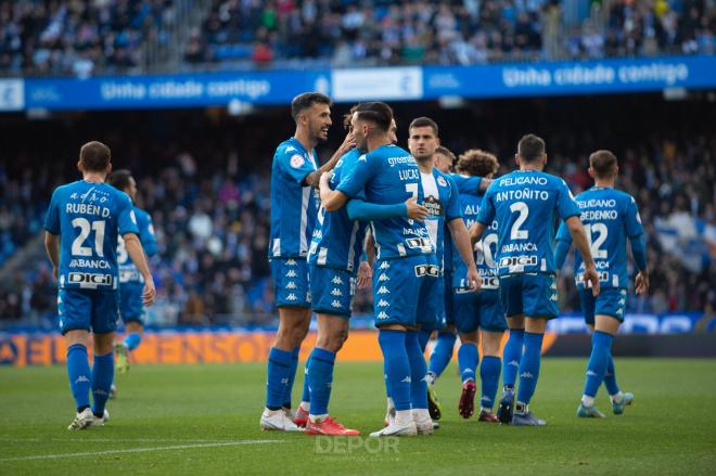 Celebración de gol del Deportivo en Riazor (Foto: RCD)