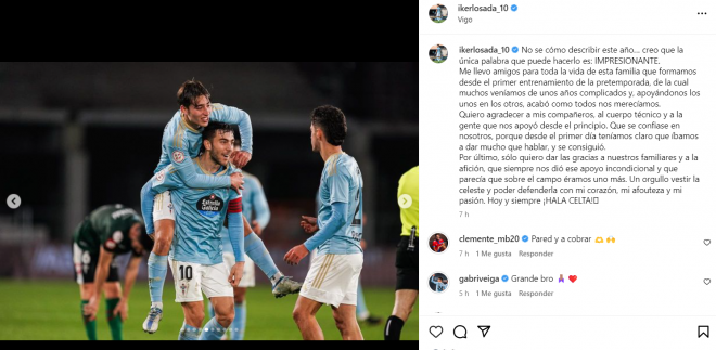 Carta de Íker Losada (Foto: Instagram).