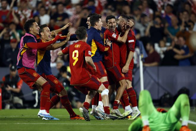 España celebra el gol de Carvajal que les daba el título de Nations League. Fuente: Cordon Press