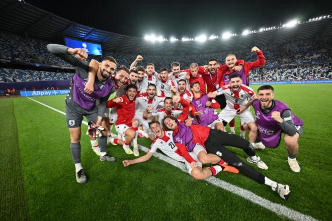 Georgia celebra la victoria de la sub 21 ante Portugal (Foto: UEFA).