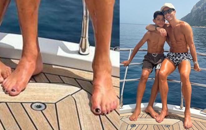 Cristiano Ronaldo se ha pintado las uñas de los pies (Foto: @georginagio)