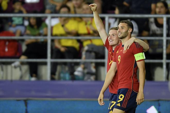 Abel Ruiz celebra su gol en el España-Croacia de la EURO sub 21 (Foto: SeFutbol).