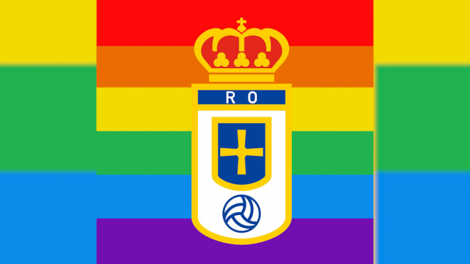La bandera del Orgullo que ha subido el Oviedo
