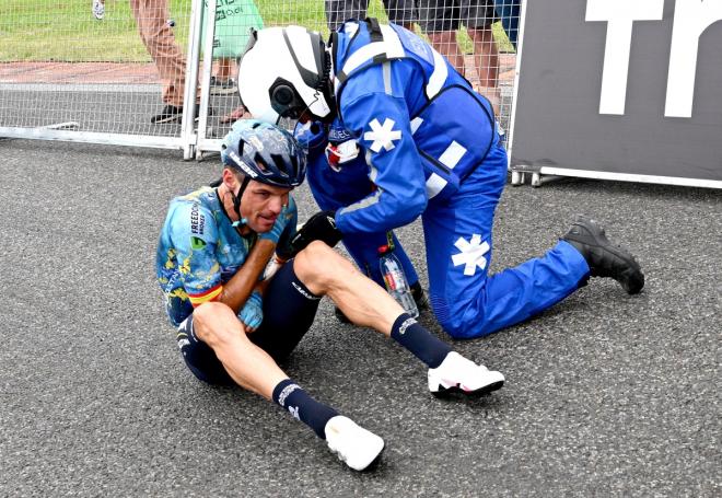Luis León Sánchez, tras su caída en el Tour de Francia (Foto: EFE).