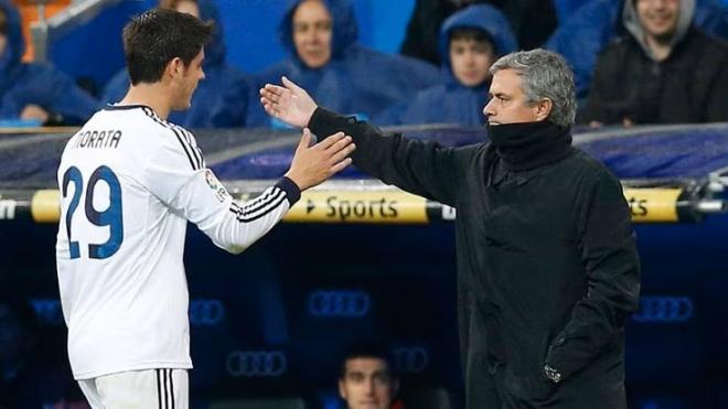 Morata y Mourinho en el Real Madrid