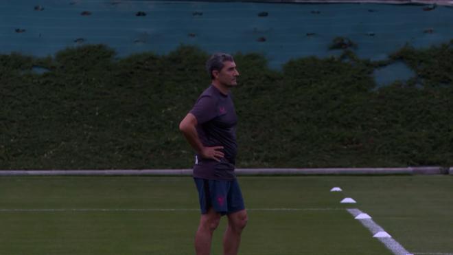 Ernesto Valverde, durante el entrenamiento del Athletic