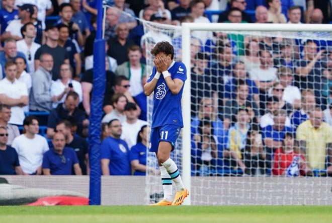Joao Félix del Chelsea reacciona después de un tiro libre fallado durante el partido de la Premier League en Stamford Bridge, Londres. (Foto: Cordon Press)