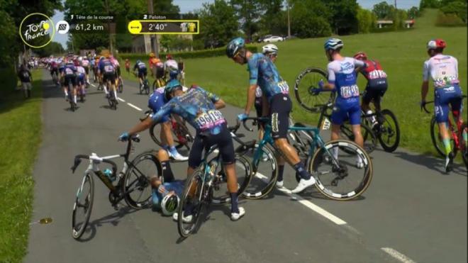 Caída de Mark Cavendish en el Tour de Francia.