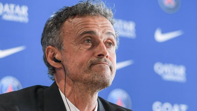 Luis Enrique en su presentación con el PSG