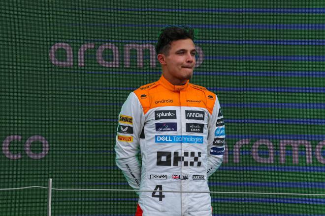 Lando Norris, en el podio del GP de Silverstone (Cordon Press)