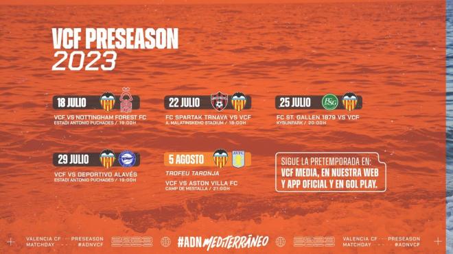 Las fechas de la pretemporada del Valencia CF
