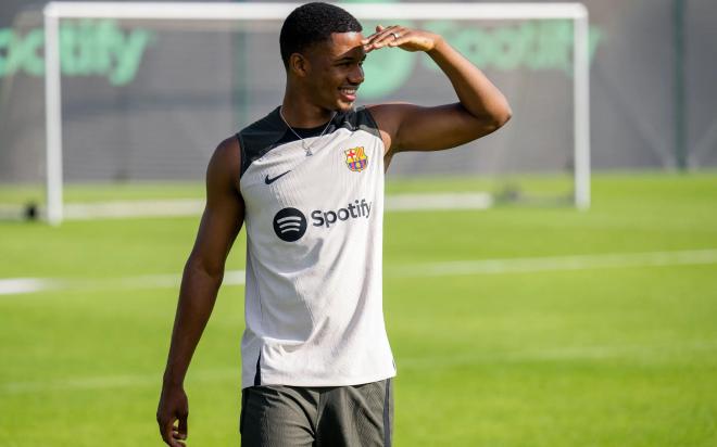Ansu Fati, en una sesión del Barça (Foto: FCB).